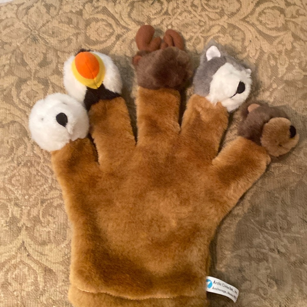 Arctic Circle Alaska Plush Finger Glove Hand Puppet Wolf Bear Moose Bear Puffin